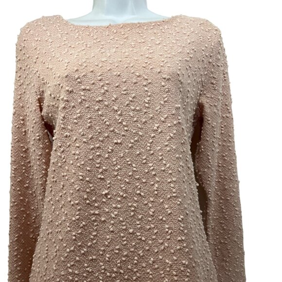 JENNIFER LOPEZ pale pink textured LS top with sash Women Petite M - Picture 1 of 4